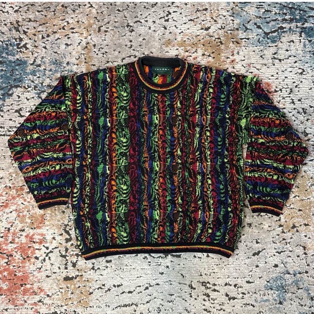 Vintage Tundra Coogi Style Multicolored Sweater Sz M